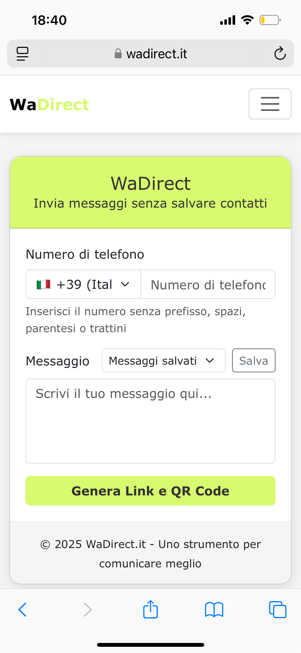 Smartphone con WaDirect
